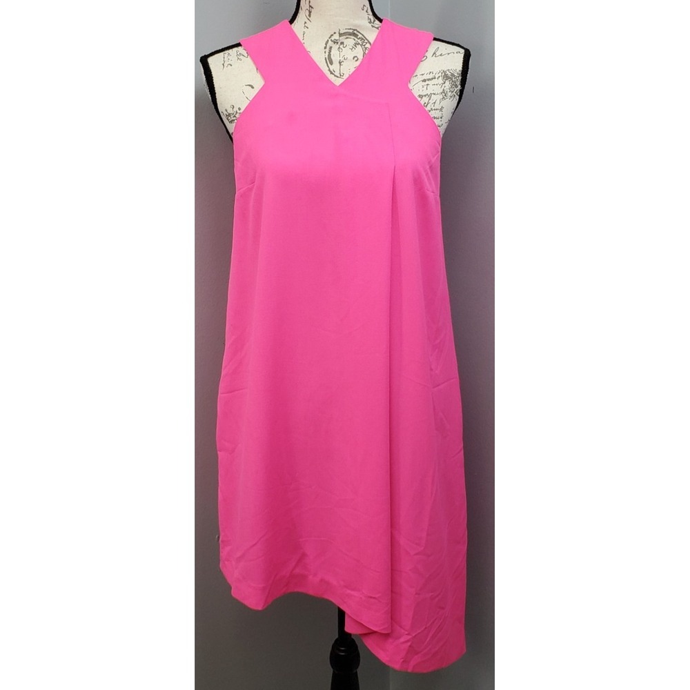 Rachel Roy Shift Dress Womens S Pink Asymmetrical Hem Party Cocktail Back Zip